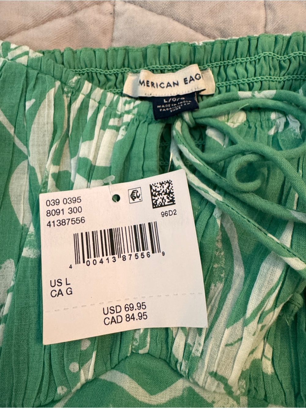 AE Green Tropical Midi Dress Flowy Tiered Beach Vacation Summer Large NWT - Picture 5 of 5